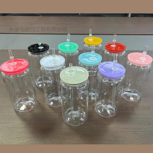 16oz Plastic Tumbler with Colorful Lid