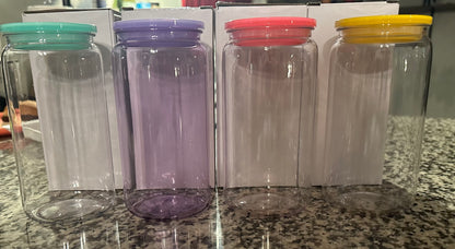 16oz Plastic Tumbler with Colorful Lid